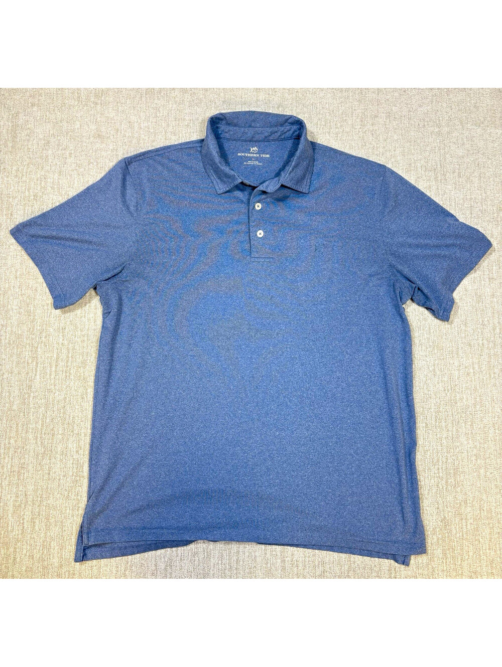 Southern Tide Golf Polo Mens L Blue Heather Brae Burn Country Club Logo Stretch